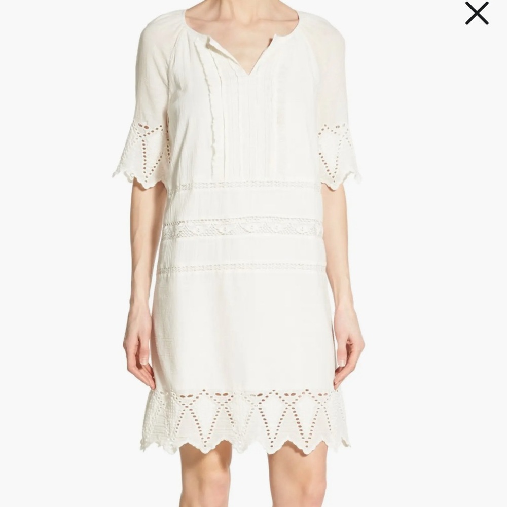 Caslon Eyelet Trim Embroidered Lace Shift Dress
